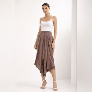 MaxMara Silk Linen Asymmetrical Midi Skirt 6/8